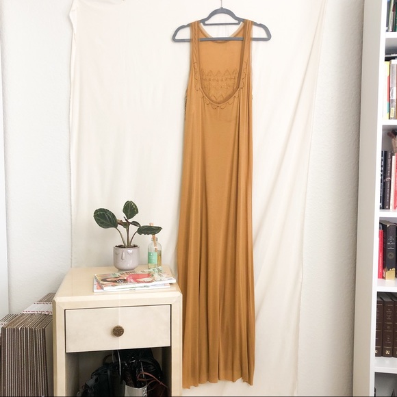 Free People Mustard Yellow Beaded Maxi Tunic Dress - Picture 7 of 7